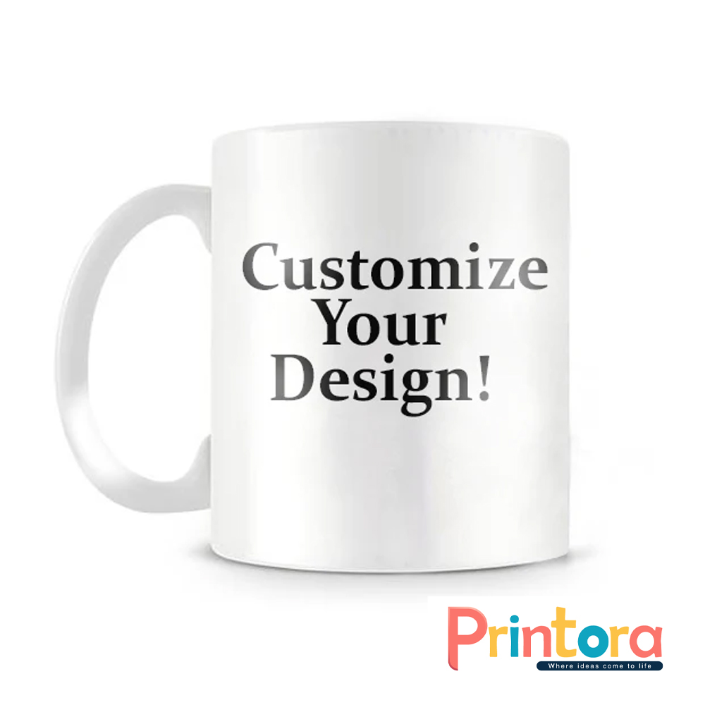 White customized ceramic mug with printed name – personalized gift mug